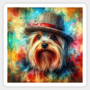 Cute Yorkshire Terrier Splash Art Sticker